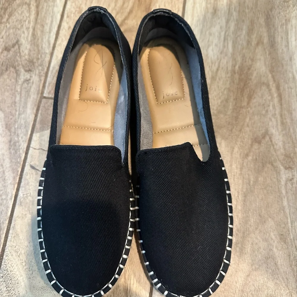 Joie Black Canvas Espadrille Slip-On Flats